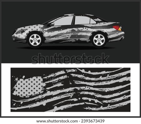 vehicle vinyl branding with American flag in grunge style