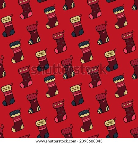 New Year seamless background of socks for gifts
