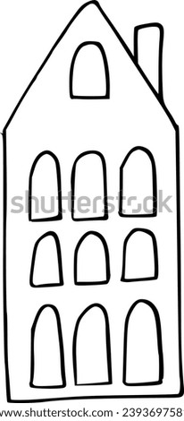 Vector linear ink black and white simple house illustration 