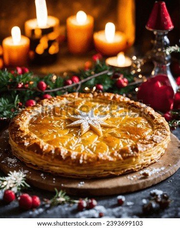 Epiphanie Galette des rois Epiphany christmas table indoor Royalty-Free Stock Photo #2393699103