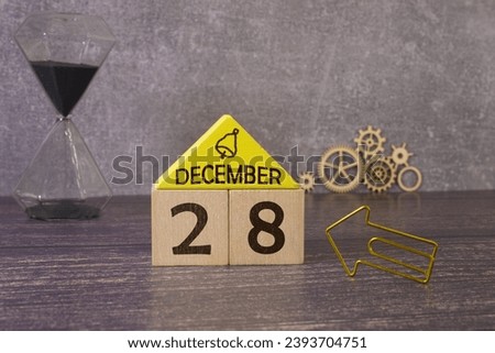December 28 written with wooden blocks