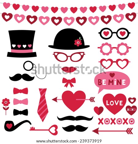 Valentine photo booth and scrapbooking vector set