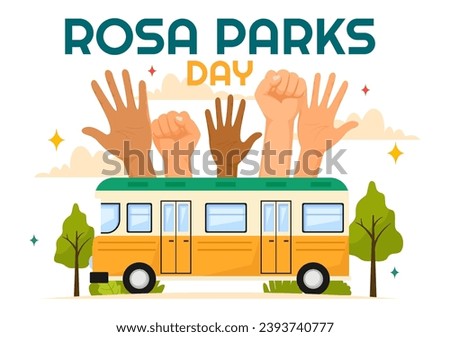 Rosa Parks Day Vector Illustration with the First Lady of Civil Rights, Handcuff and Bus in National Holiday Celebration Flat Cartoon Background Royalty-Free Stock Photo #2393740777