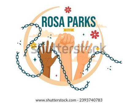 Rosa Parks Day Vector Illustration with the First Lady of Civil Rights, Handcuff and Bus in National Holiday Celebration Flat Cartoon Background Royalty-Free Stock Photo #2393740783