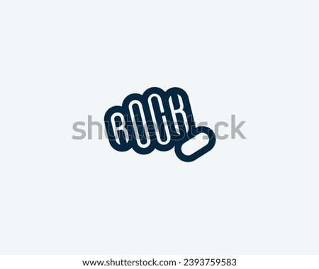 Hand punch icon with the words ROCK on it. Suitable for printing, convection and advertising purposes related to music.