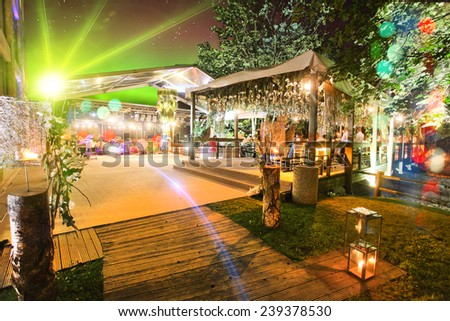 Outdoor wedding place at night Royalty-Free Stock Photo #239378530
