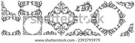 Border or frame decorative filigree calligraphy element in baroque style vintage and retro