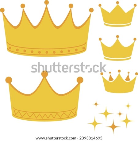 Various types of crown illustration set