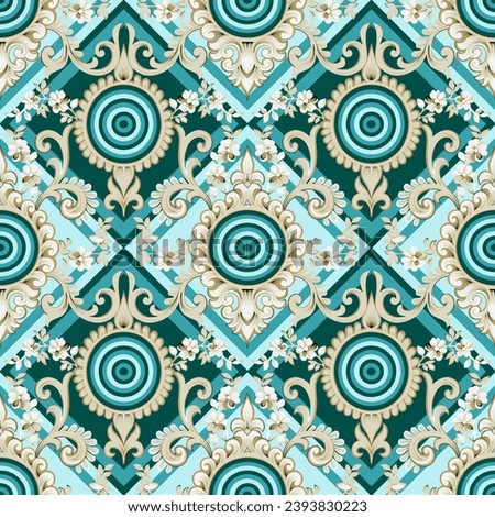 Digital Abstract Allover hand drawn seamless ethnic pattern background. Ready for Print.