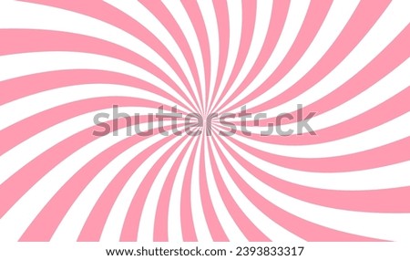 Ice cream and candy swirl pattern, strawberry milk twist vector background. Pink and white color spiral texture of fruit yogurt, lollipop or marshmallow vortex. Radial wavy stripes retro backdrop