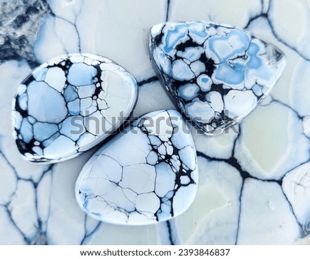 three Natural White Stones Hubei Xinjiang Turquoise