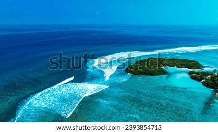 Aerial view of Beach Wave water in the Tropical summer island with  sandy beach background