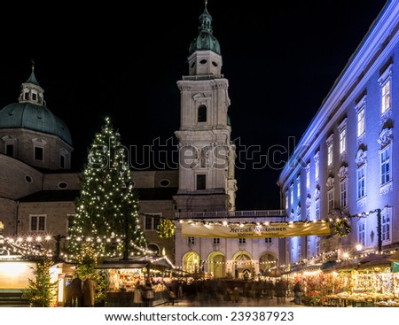 christmas market with cathedral and the residence Royalty-Free Stock Photo #239387923