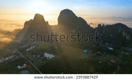Sea of ​​mist and morning sunlight at Khao Chakan  Sa Kaeo Province, Thailand
