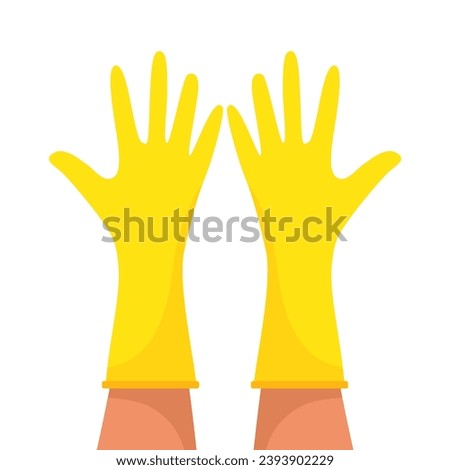 Yellow rubber gloves. Hygiene, cleaning, wash, housekeeping work. Work and protective equipment. Vector illustration in flat style.