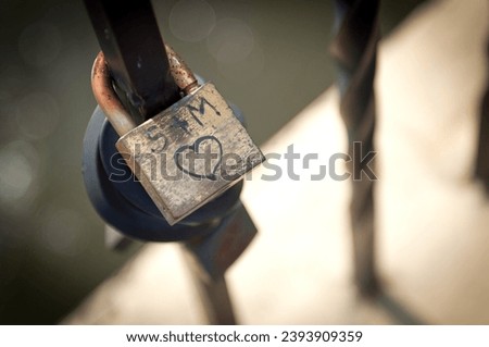 old and rusty padlock, love forever icon