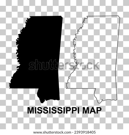 Set of Mississippi map, united states of america. Flat concept icon vector illustration .