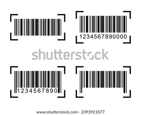 Set of Barcode vector icon. Bar code for web flat design. scanner illustration .
