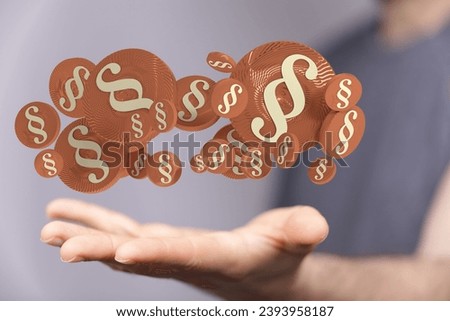 The hand holding section signs. Law and justice concept Royalty-Free Stock Photo #2393958187