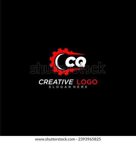 CQ initial monogram for automotive logo with gear wheel image design vector