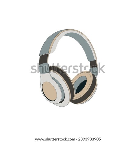 Background. Wallpaper. A headset in gray and brown colors. Art. Decoration. Icon. Music. Sound. 