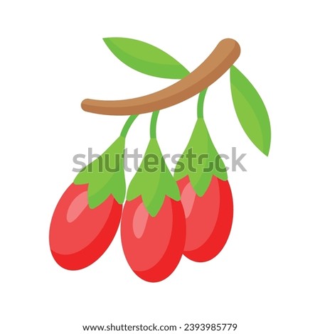 Goji berries vector design, chinese wolfberries icon, lycium barbarum or lycium chinense Royalty-Free Stock Photo #2393985779