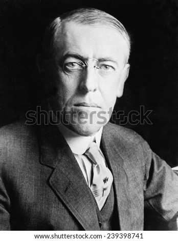 President Woodrow Wilson (1856-1924) in 1916 portrait. Royalty-Free Stock Photo #239398741