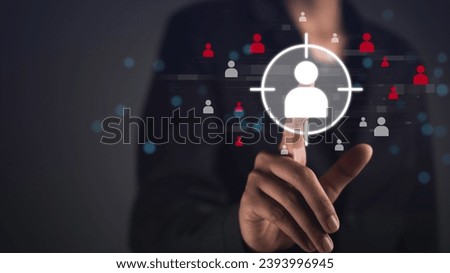 Target audience or customer relationship management (CRM) concept. Population segment for business community customer research, big data discovery, access personal data. Royalty-Free Stock Photo #2393996945