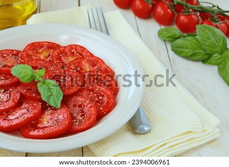 fresh tomato salad with basil for a healthy diet