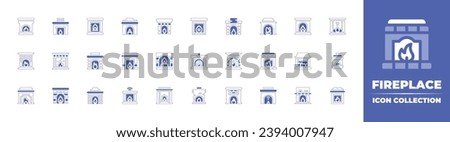 Fireplace icon collection. Duotone style line stroke and bold. Vector illustration. Containing fireplace, chimney, sauna. Royalty-Free Stock Photo #2394007947