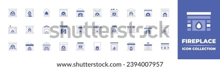 Fireplace icon collection. Duotone style line stroke and bold. Vector illustration. Containing fireplace, chimney. Royalty-Free Stock Photo #2394007957