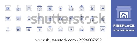 Fireplace icon collection. Duotone style line stroke and bold. Vector illustration. Containing fireplace, chimney, fire place. Royalty-Free Stock Photo #2394007959
