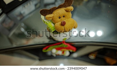 Reindeer decoration on entrance table.
