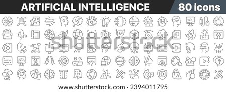 Artificial intelligence line icons collection. Big UI icon set in a flat design. Thin outline icons pack. Vector illustration EPS10 Royalty-Free Stock Photo #2394011795