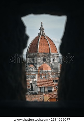 Focused Cupola view of the The Cathedral of Santa Maria del Fiore in Florence, Italy