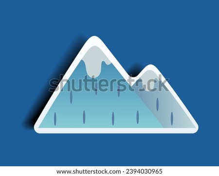 Urban element of winter set in sticker design. This charming sticker present stylish winter urban mountains in a colorful design against a cool blue background. Vector illustration.