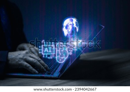 Dynamic realm of technology-driven business, artificial intelligence, AI emerges as a transformative force, revolutionizing operations, enhancing decision-making, and shaping the future of commerce. Royalty-Free Stock Photo #2394042667