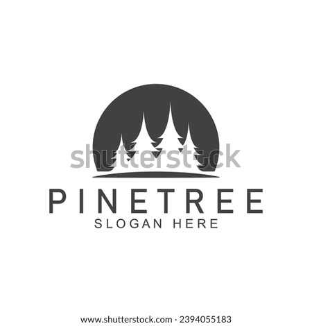 simple pine or fir tree logo  pine house evergreen.for pine forest adventurers camping nature badges and business.vector