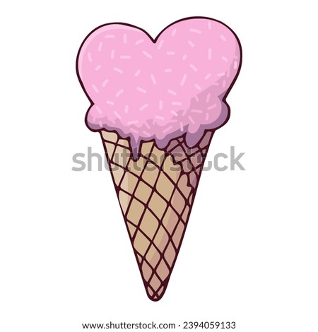pink ice cream heart valentines day cartoon clip art on white background vector isolated
