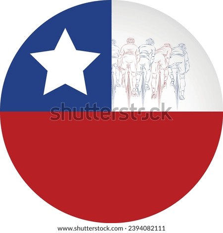 Cyclists on the background of the flag of Chile vector