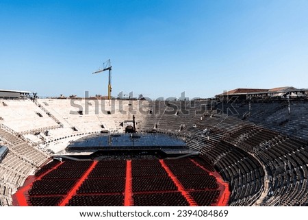 View of interior amphitheater of Verona Opera Arena in Verona, Italy. Royalty-Free Stock Photo #2394084869