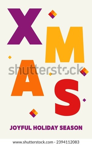 Colourful Christmas greeting card with geometric elements. Vector illustration