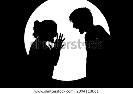 Not everything is black and white. Silhouette of a man and woman arguing.