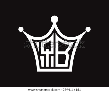 Crown shape QB letter logo design vector art