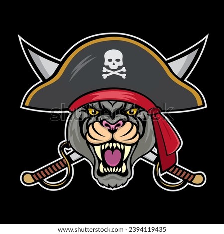 pirate emblem jaguar vector art illustration design