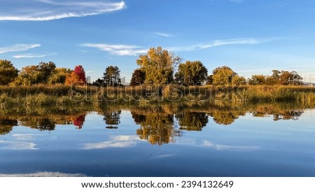 Lake Shoreline in Autumn at Golden Hour