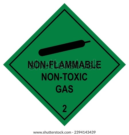 Non flammable non toxic gas sign vector illustration, toxic gases symbol,  Dangerous goods placards class 2 sign. Non-flammable gas sign isolated Royalty-Free Stock Photo #2394143439