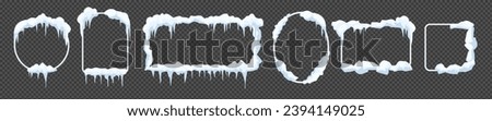 Snow icicle frame vector design. Ice cartoon vector border Royalty-Free Stock Photo #2394149025