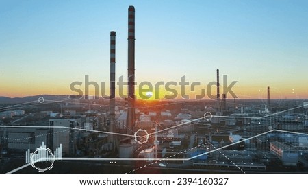 Blockchain infographics, oil refinery graphics, internet of things data Royalty-Free Stock Photo #2394160327