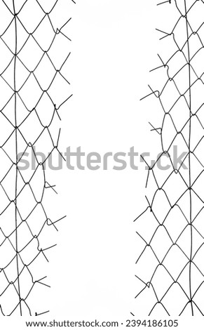 Opening in metallic net fence. isolated on white background. Challenge. uncertainty. breakthrough concept. freedom concept. Chainlink, wire netting, wire-mesh. illustration.